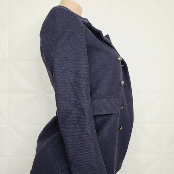Zara Women's Black Wide Spread Collar Woolen Button-Front Pea Coat Size XS - Picture 4 of 9